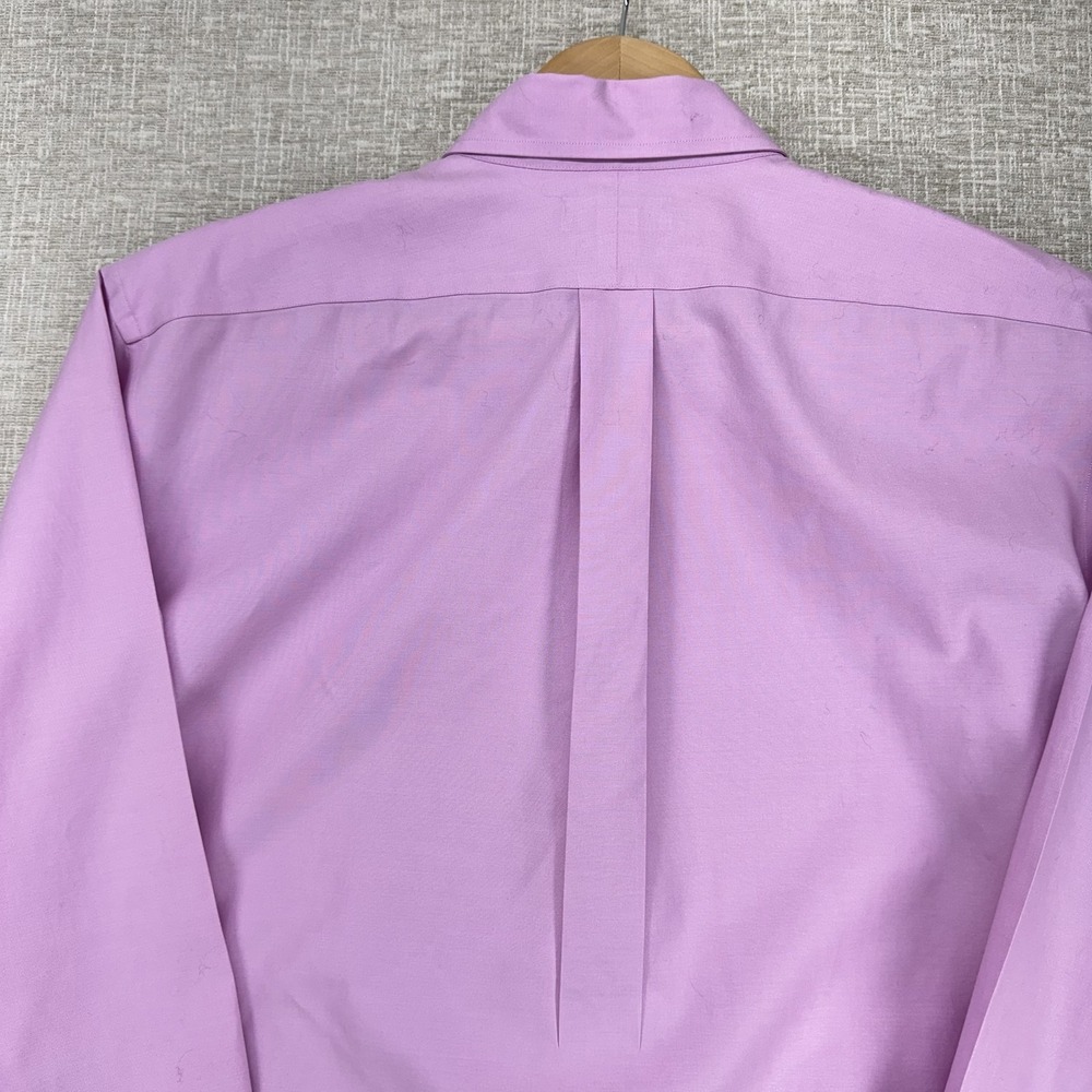 Lands' End Shirt Mens Large Pink Pinpoint Oxford Long Sleeve Button Down Dress - Picture 7 of 13